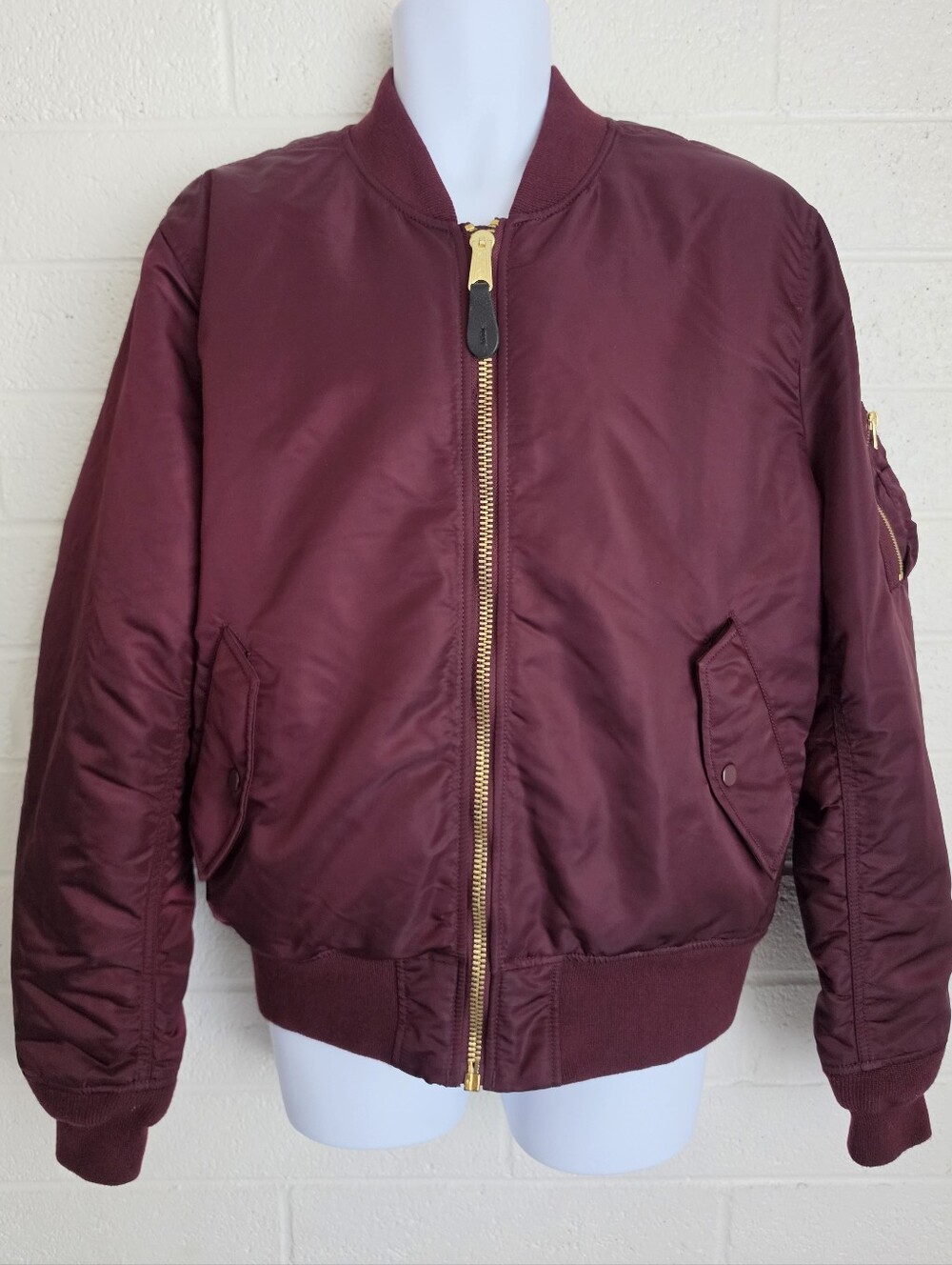 Alpha Industries Men's MA-1 Bomber Jacket, Slim-Fit, Maroon - X-Large